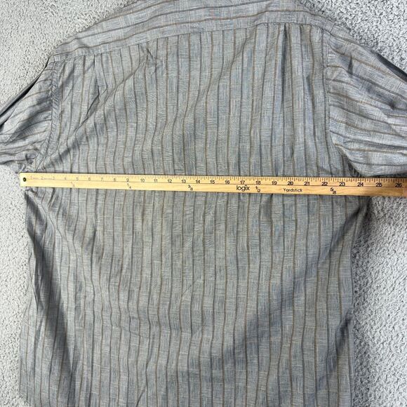 Vintage Gitman Bros Shirt Men Large Gray Brown Gold Striped Button Up Pocket USA - Picture 10 of 13